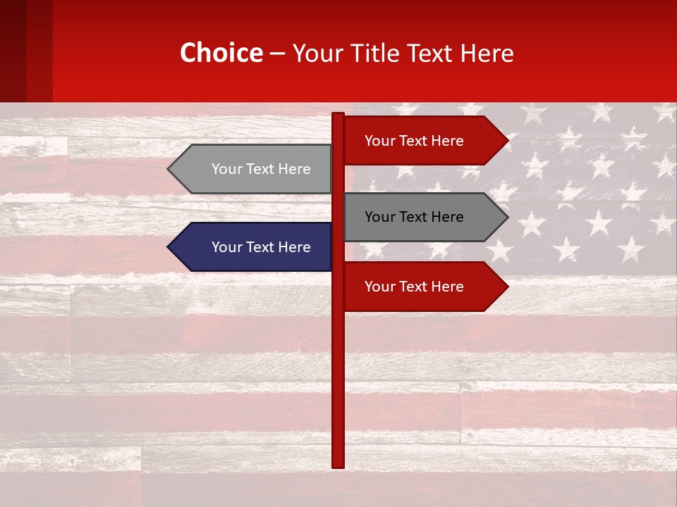 An American Flag On A Wooden Wall With A Red Frame PowerPoint Template