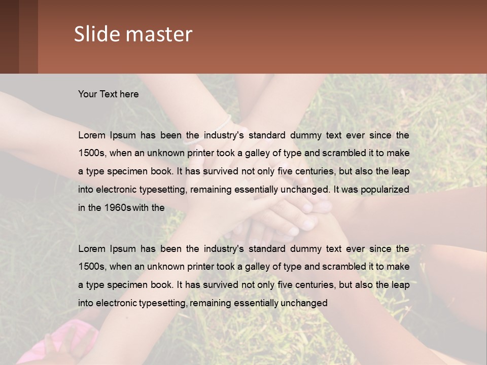 A Group Of People Putting Their Hands Together PowerPoint Template