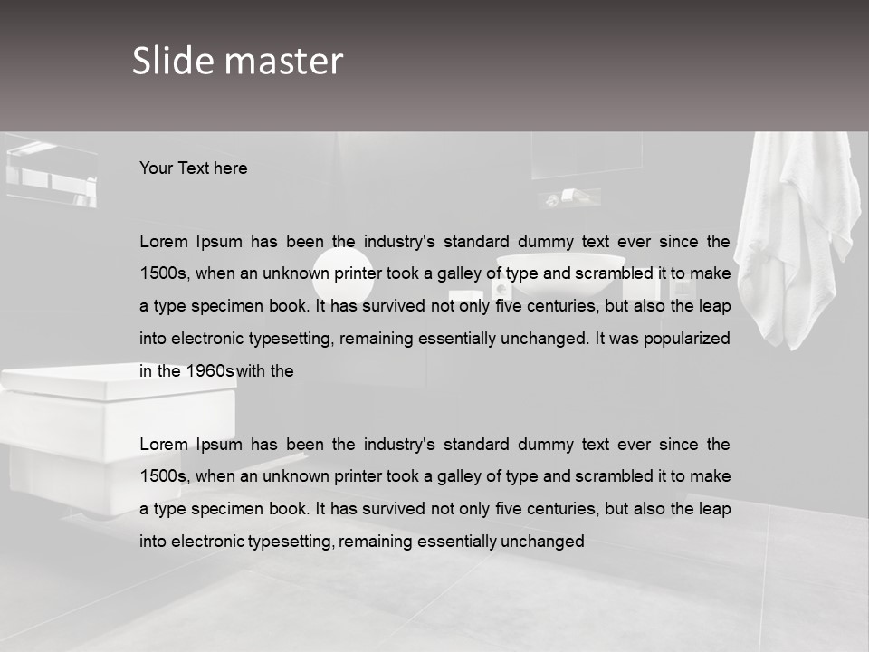 A Black And White Bathroom With A Toilet And Sink PowerPoint Template