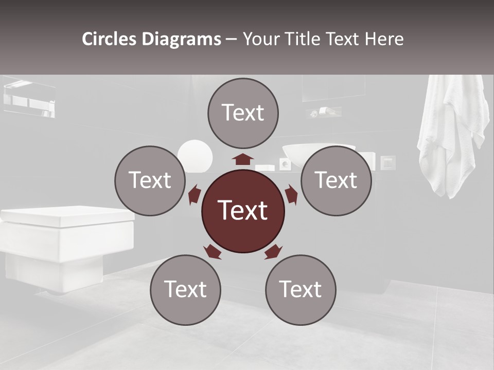 A Black And White Bathroom With A Toilet And Sink PowerPoint Template