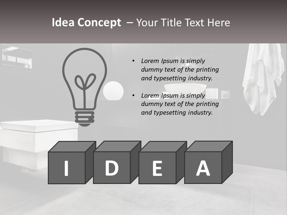 A Black And White Bathroom With A Toilet And Sink PowerPoint Template