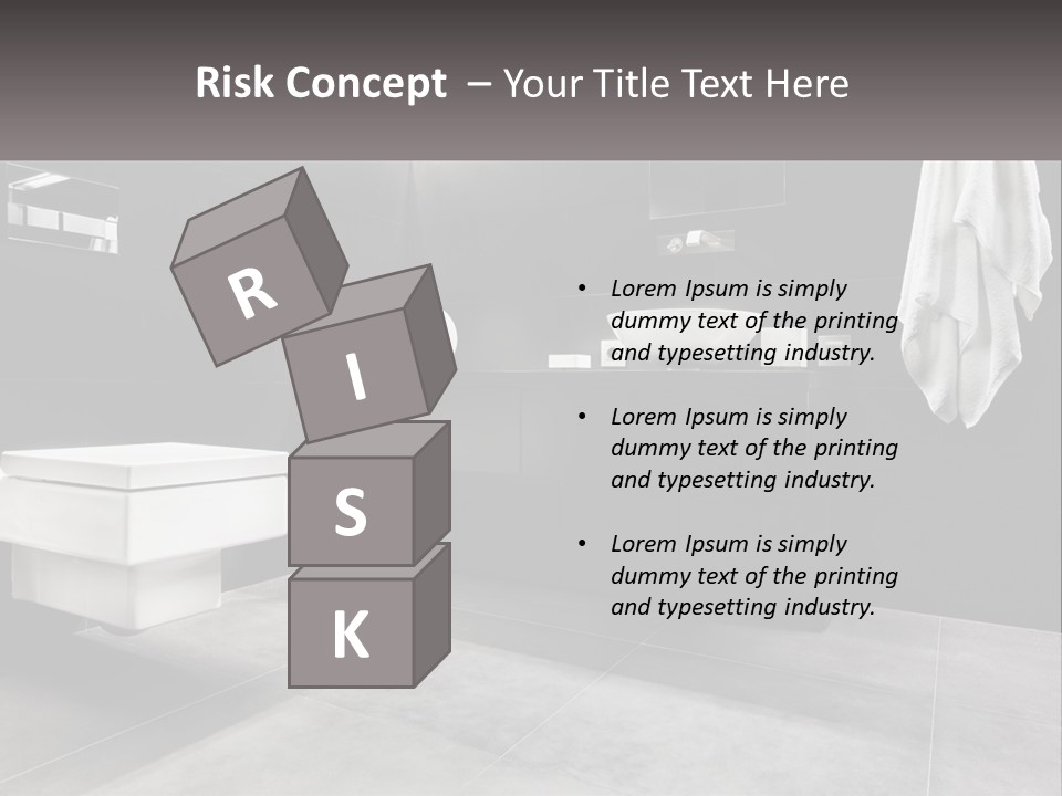 A Black And White Bathroom With A Toilet And Sink PowerPoint Template