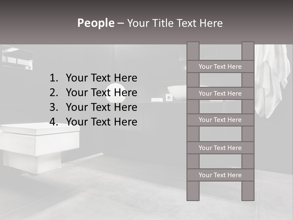 A Black And White Bathroom With A Toilet And Sink PowerPoint Template