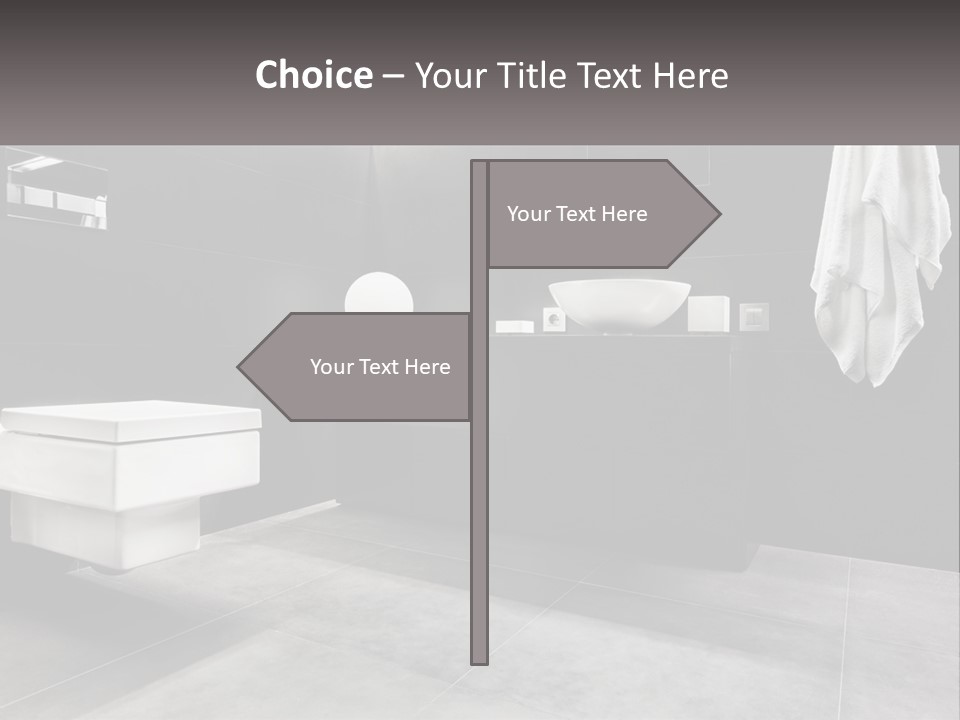 A Black And White Bathroom With A Toilet And Sink PowerPoint Template