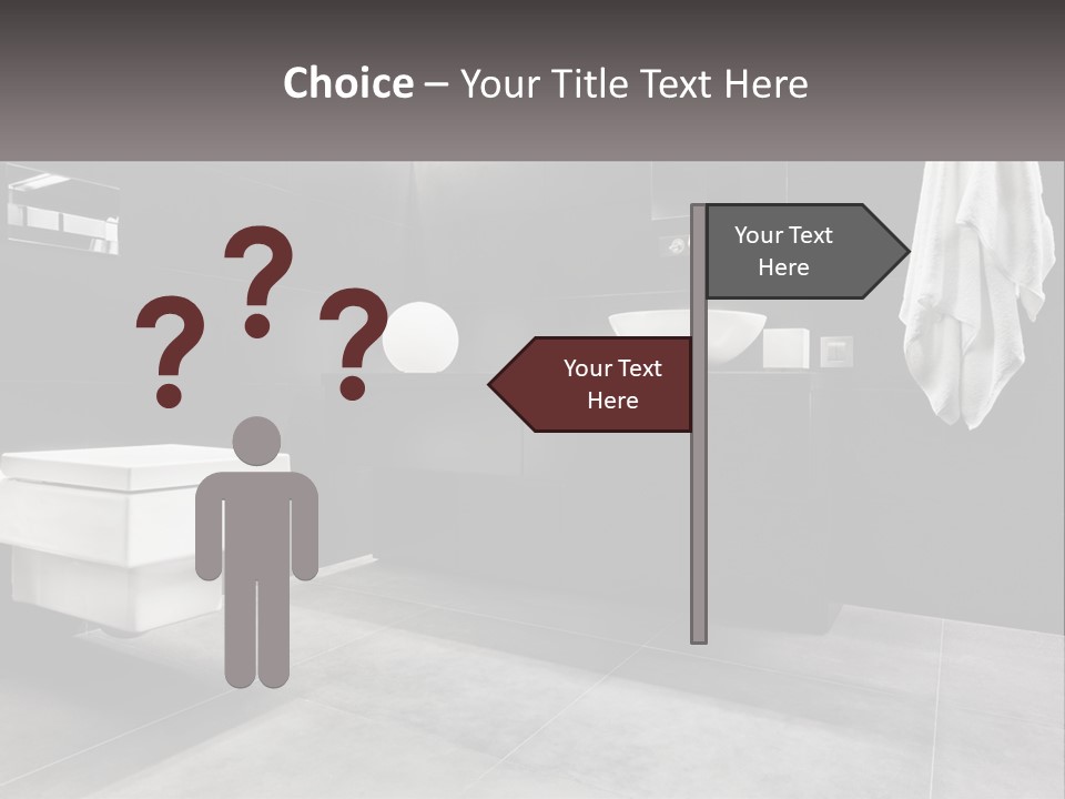 A Black And White Bathroom With A Toilet And Sink PowerPoint Template