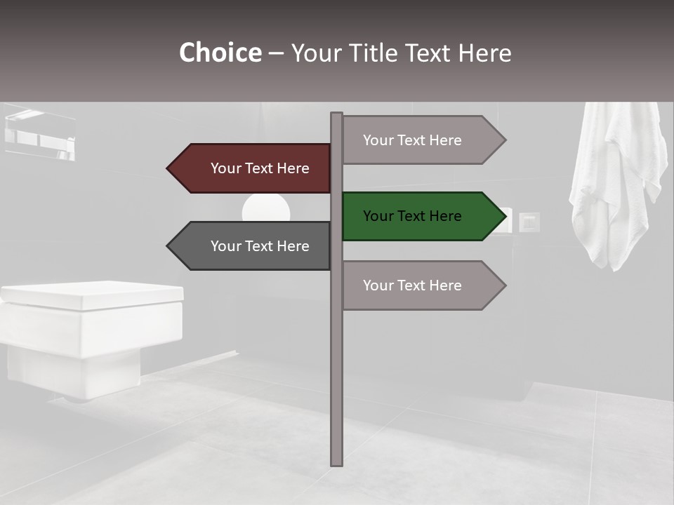 A Black And White Bathroom With A Toilet And Sink PowerPoint Template