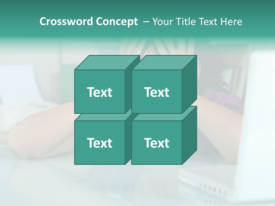 A Woman Covering Her Eyes While Sitting At A Desk PowerPoint Template