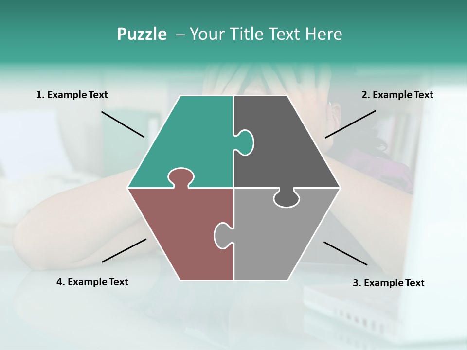 A Woman Covering Her Eyes While Sitting At A Desk PowerPoint Template