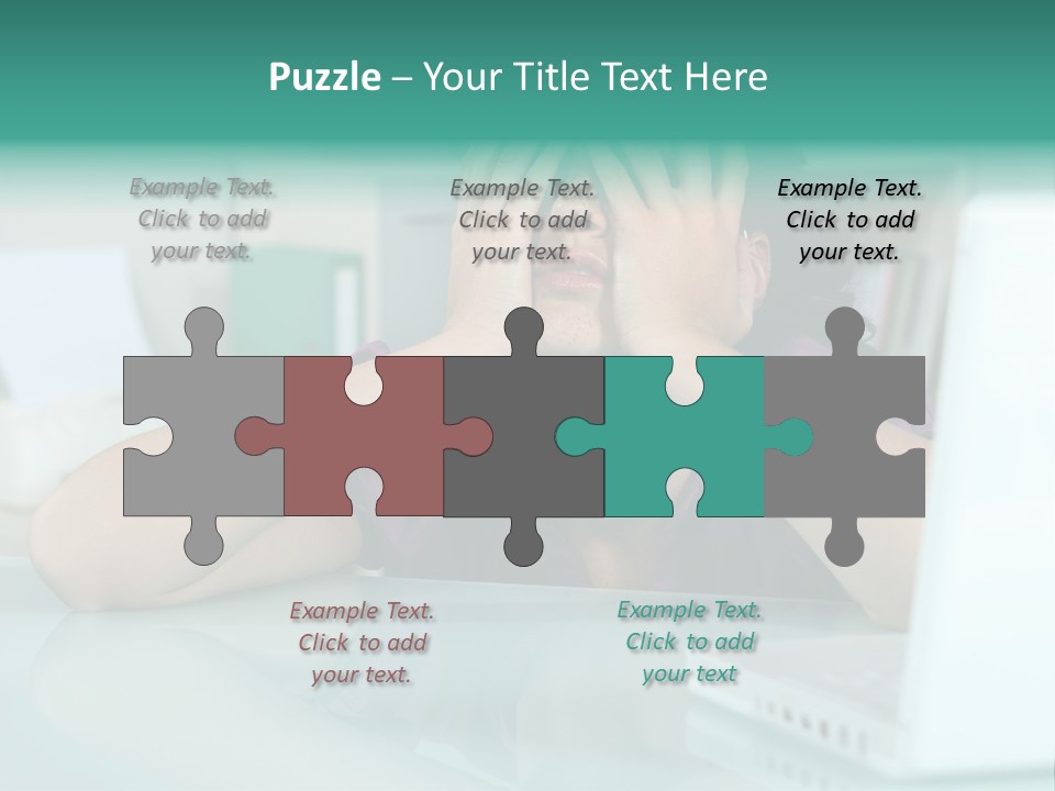 A Woman Covering Her Eyes While Sitting At A Desk PowerPoint Template