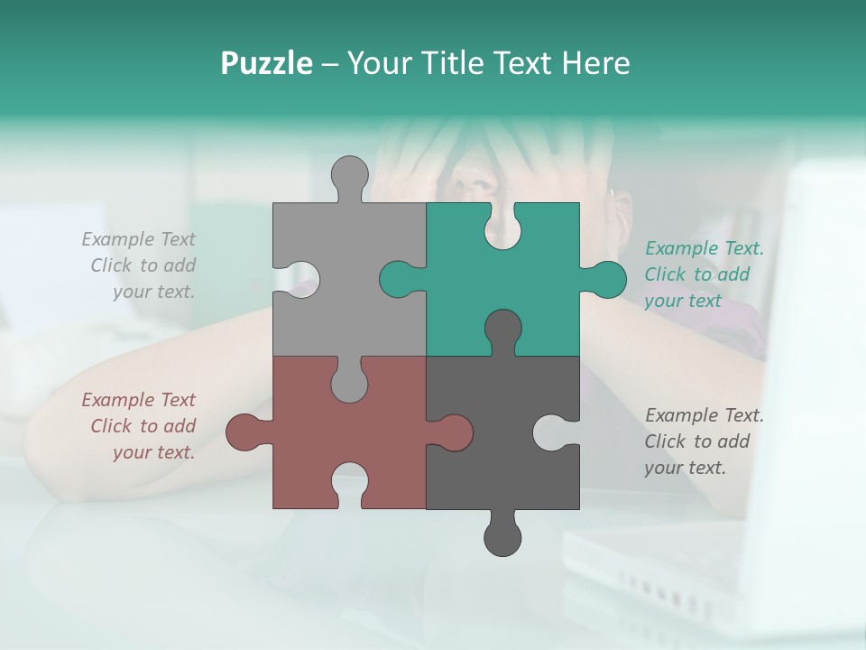 A Woman Covering Her Eyes While Sitting At A Desk PowerPoint Template