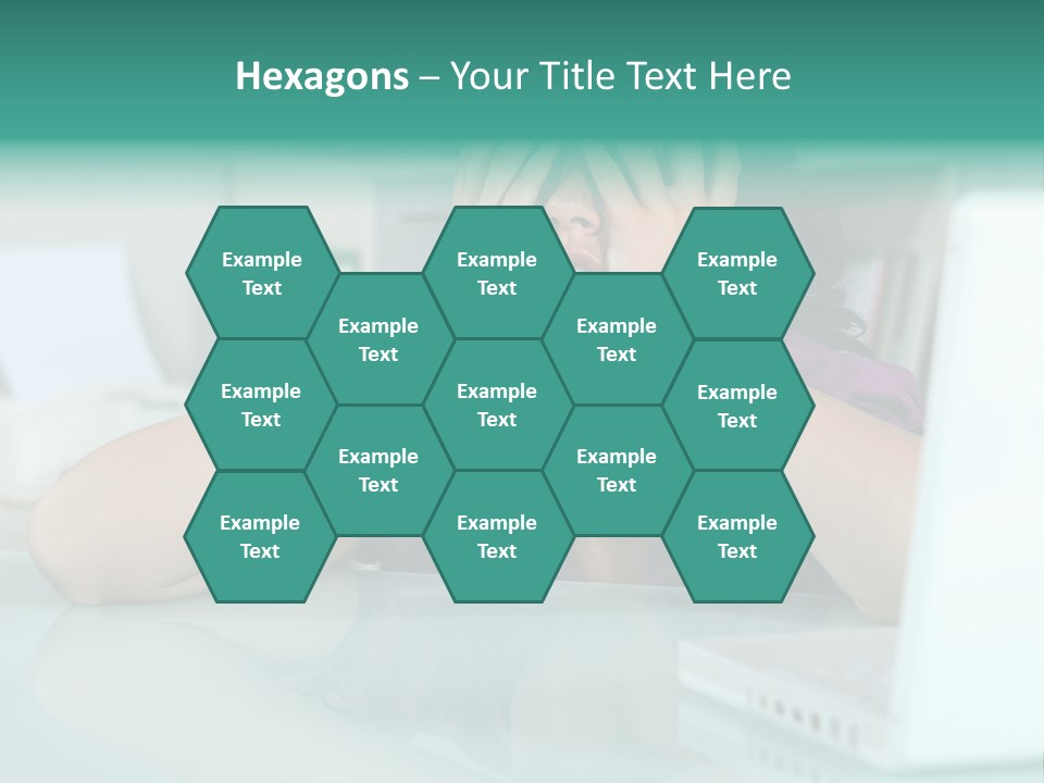 A Woman Covering Her Eyes While Sitting At A Desk PowerPoint Template