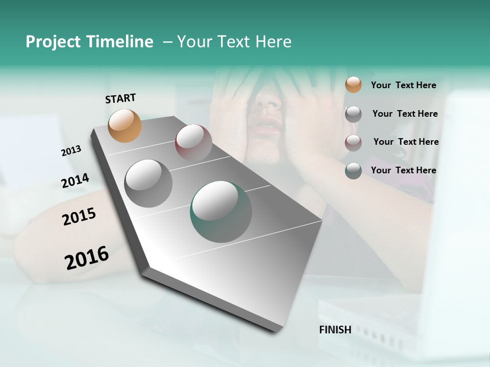 A Woman Covering Her Eyes While Sitting At A Desk PowerPoint Template