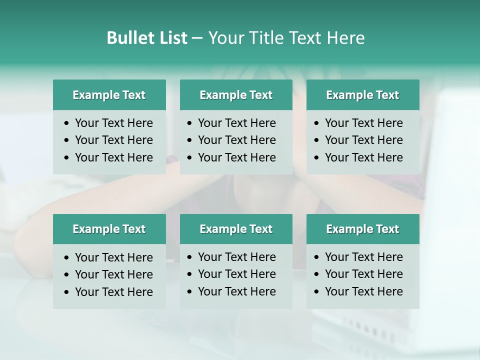 A Woman Covering Her Eyes While Sitting At A Desk PowerPoint Template