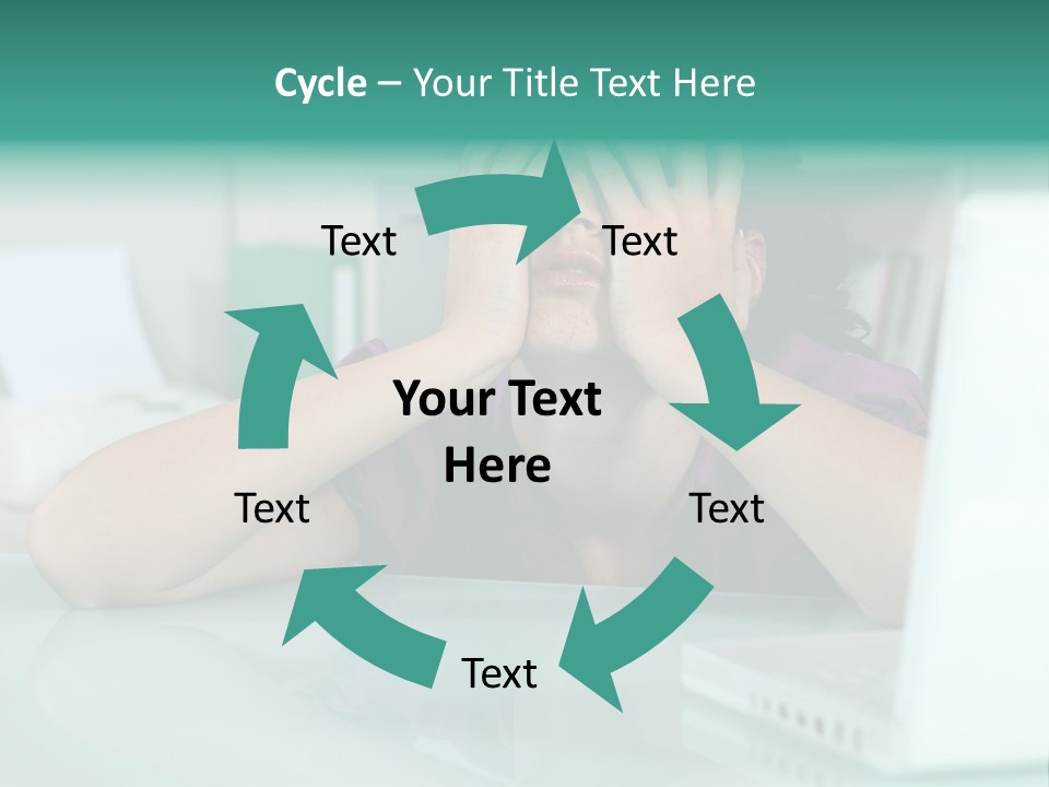 A Woman Covering Her Eyes While Sitting At A Desk PowerPoint Template