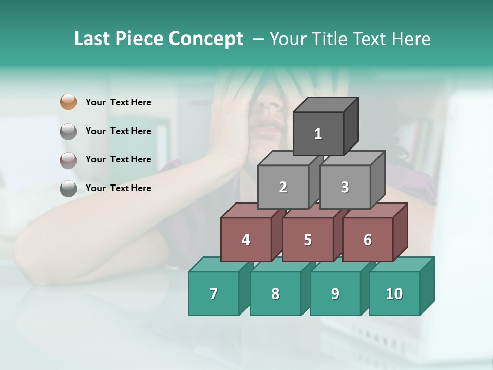 A Woman Covering Her Eyes While Sitting At A Desk PowerPoint Template