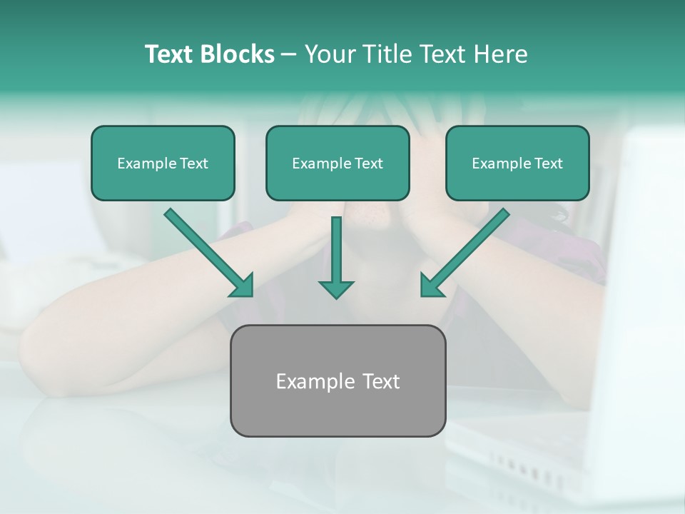 A Woman Covering Her Eyes While Sitting At A Desk PowerPoint Template