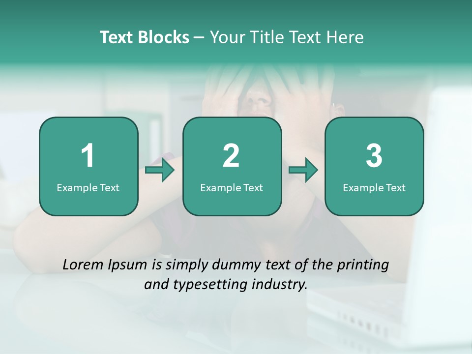 A Woman Covering Her Eyes While Sitting At A Desk PowerPoint Template