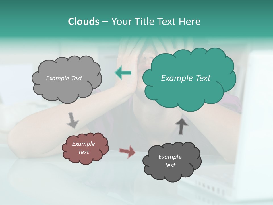 A Woman Covering Her Eyes While Sitting At A Desk PowerPoint Template