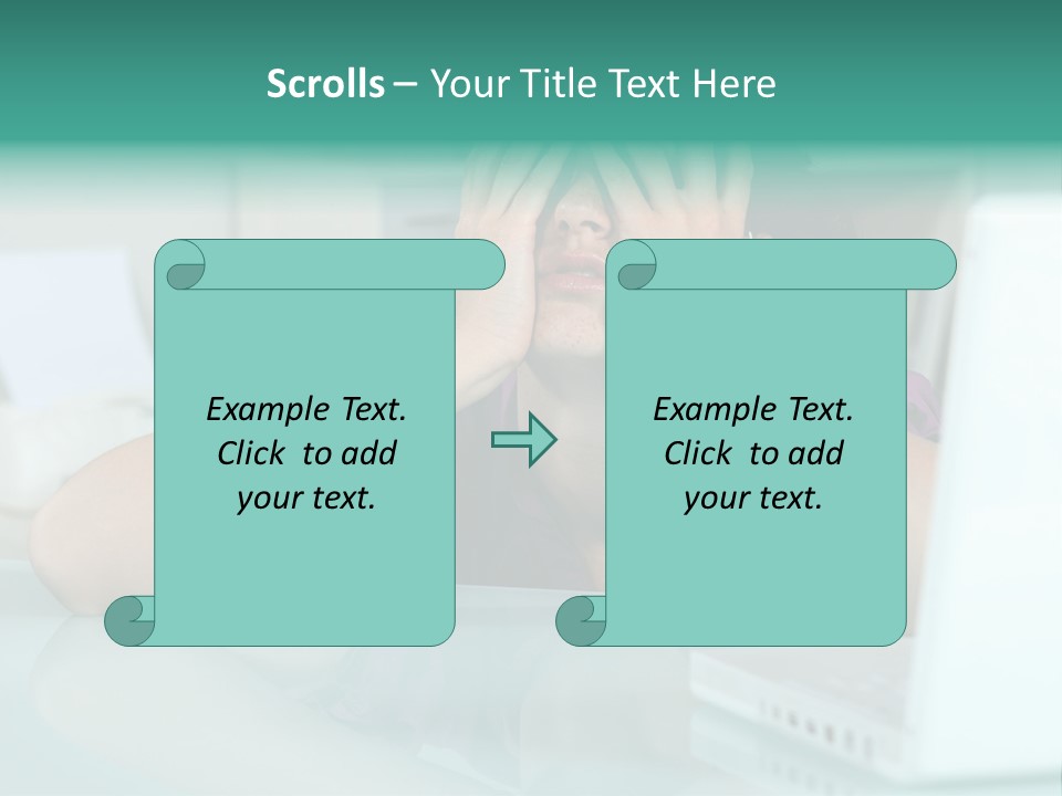 A Woman Covering Her Eyes While Sitting At A Desk PowerPoint Template