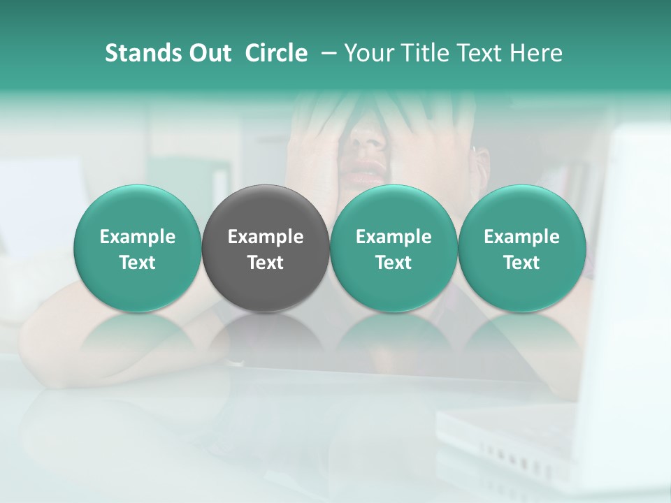 A Woman Covering Her Eyes While Sitting At A Desk PowerPoint Template