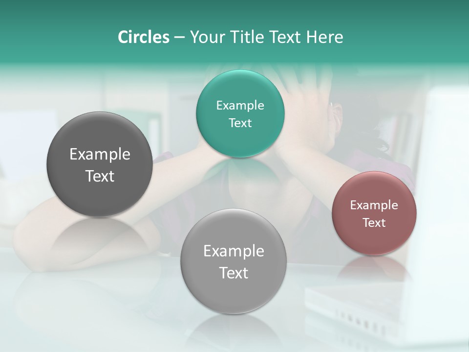 A Woman Covering Her Eyes While Sitting At A Desk PowerPoint Template