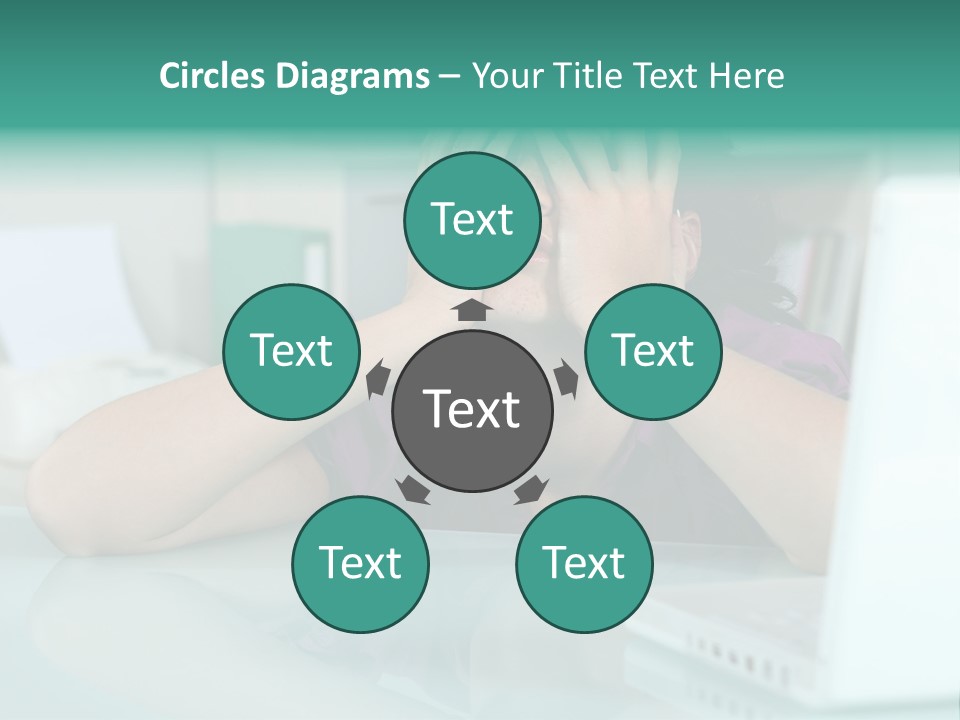 A Woman Covering Her Eyes While Sitting At A Desk PowerPoint Template