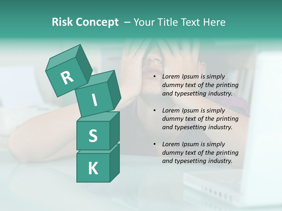 A Woman Covering Her Eyes While Sitting At A Desk PowerPoint Template