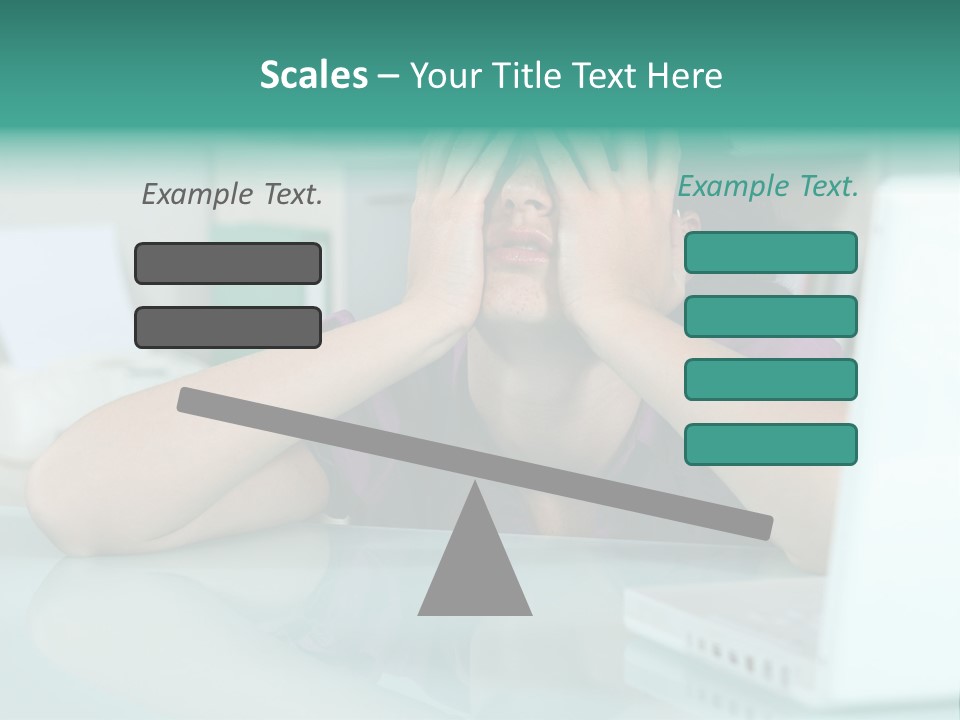 A Woman Covering Her Eyes While Sitting At A Desk PowerPoint Template