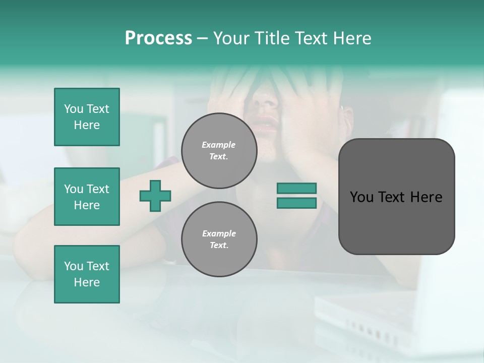 A Woman Covering Her Eyes While Sitting At A Desk PowerPoint Template