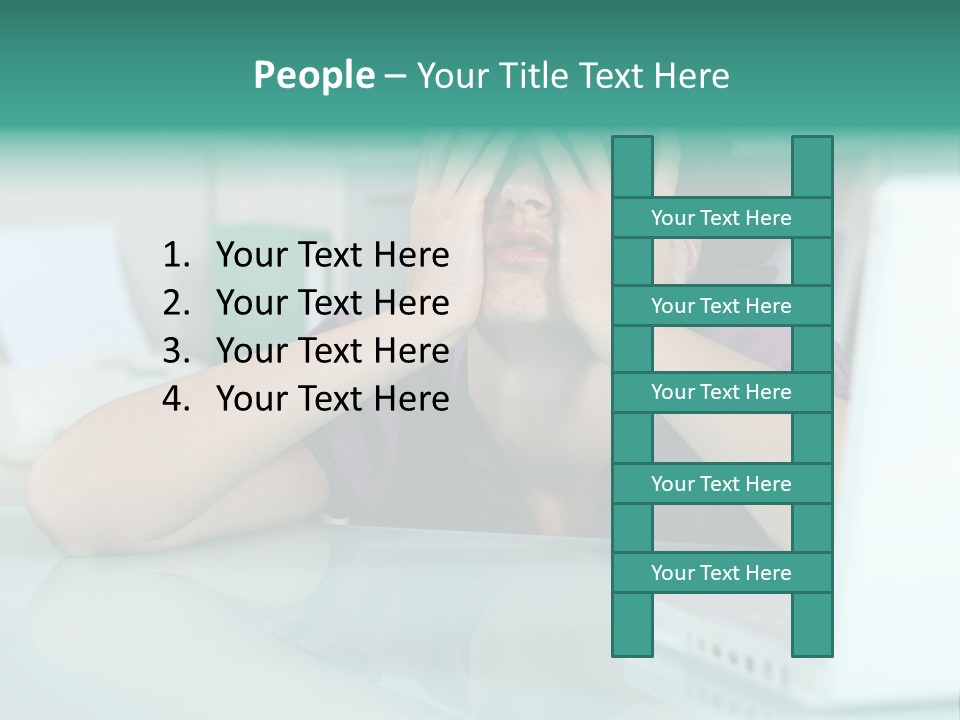 A Woman Covering Her Eyes While Sitting At A Desk PowerPoint Template