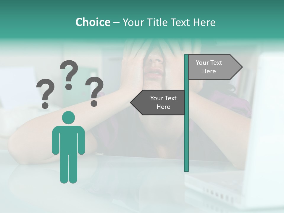 A Woman Covering Her Eyes While Sitting At A Desk PowerPoint Template