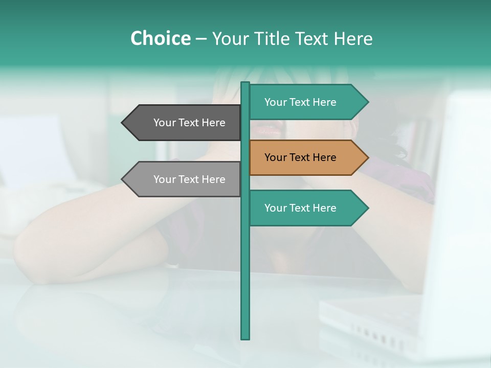 A Woman Covering Her Eyes While Sitting At A Desk PowerPoint Template