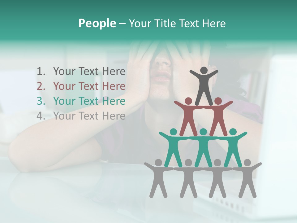 A Woman Covering Her Eyes While Sitting At A Desk PowerPoint Template