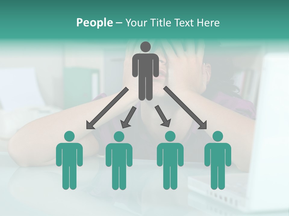 A Woman Covering Her Eyes While Sitting At A Desk PowerPoint Template