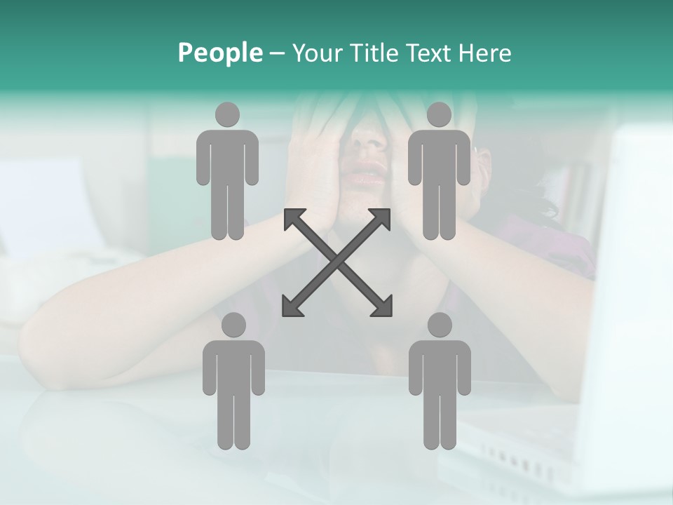 A Woman Covering Her Eyes While Sitting At A Desk PowerPoint Template