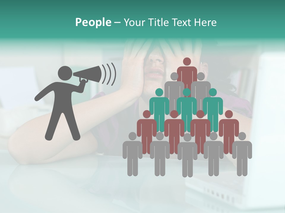 A Woman Covering Her Eyes While Sitting At A Desk PowerPoint Template