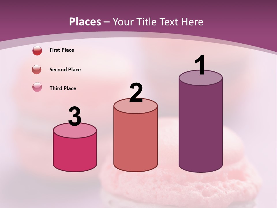 A Group Of Pink Macaroons On A Purple Background PowerPoint Template