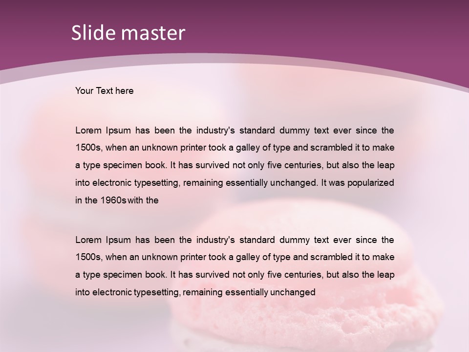 A Group Of Pink Macaroons On A Purple Background PowerPoint Template