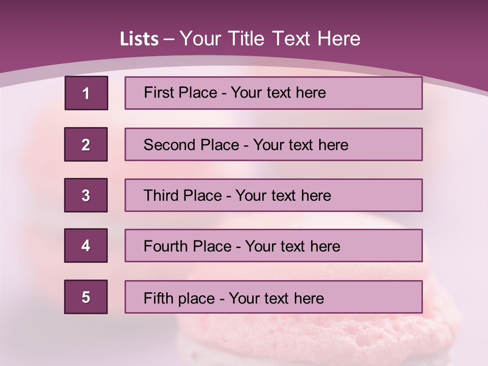A Group Of Pink Macaroons On A Purple Background PowerPoint Template
