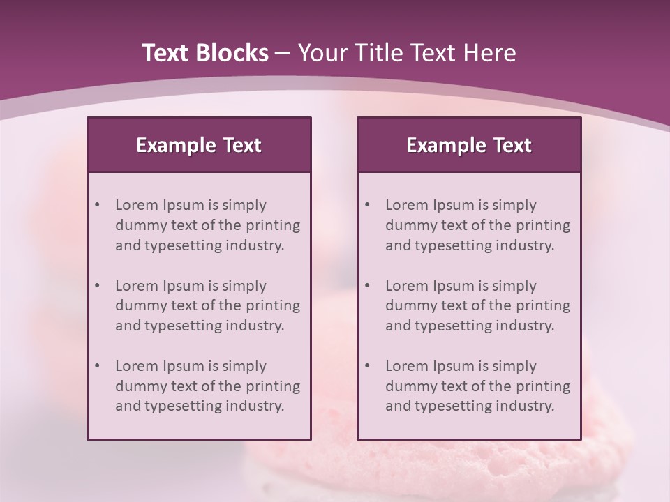 A Group Of Pink Macaroons On A Purple Background PowerPoint Template