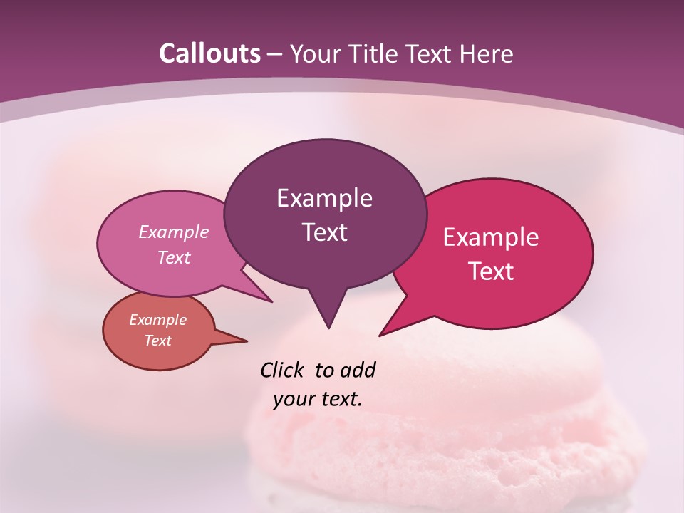 A Group Of Pink Macaroons On A Purple Background PowerPoint Template