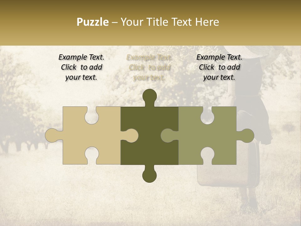 A Woman Carrying A Suitcase In A Field PowerPoint Template