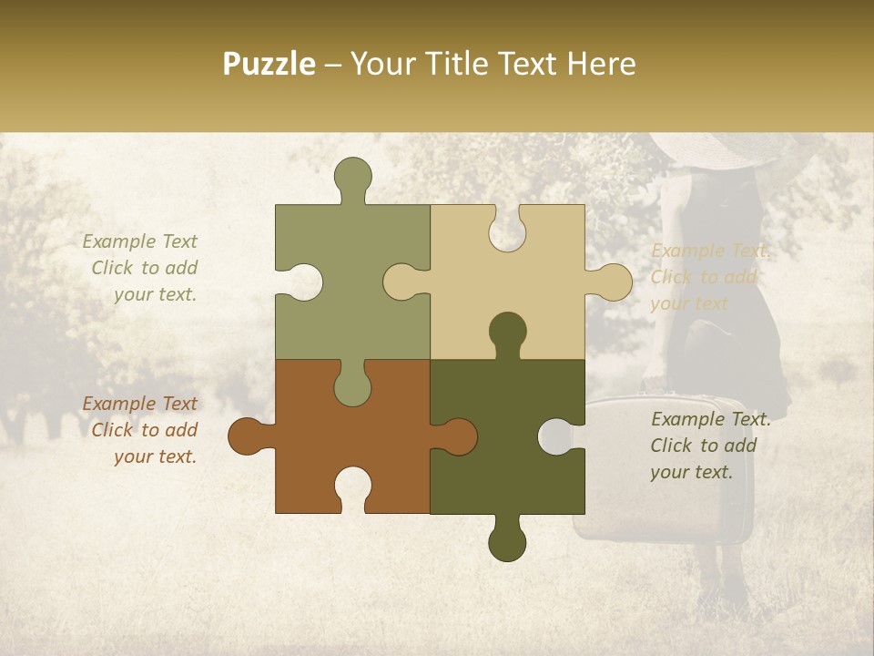 A Woman Carrying A Suitcase In A Field PowerPoint Template