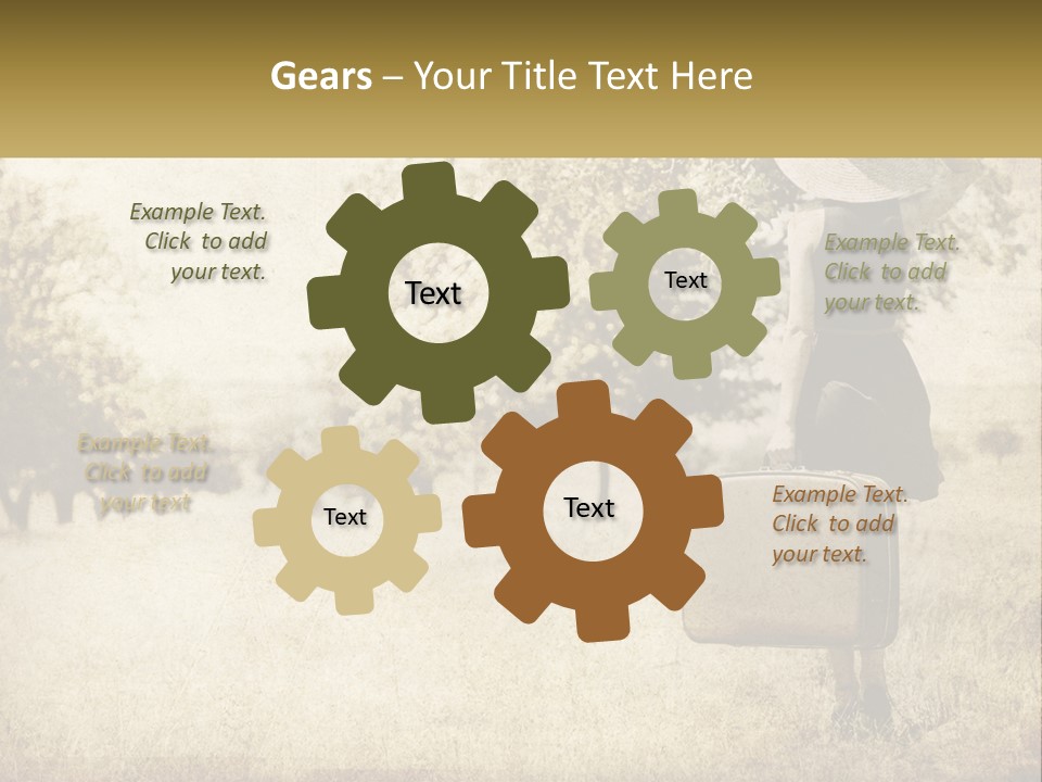 A Woman Carrying A Suitcase In A Field PowerPoint Template