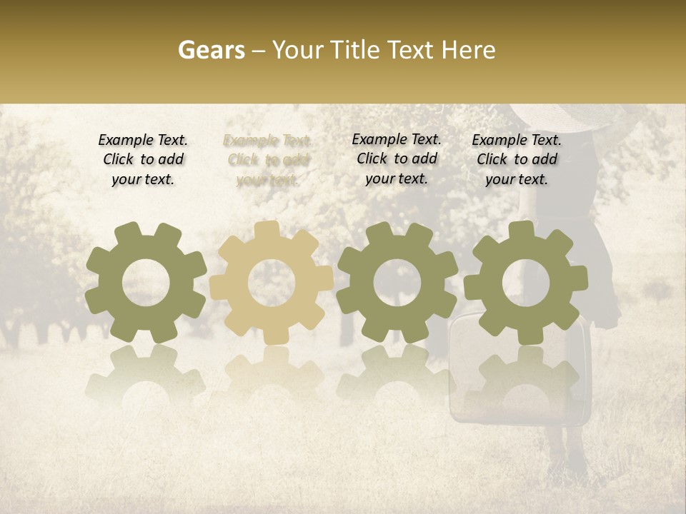 A Woman Carrying A Suitcase In A Field PowerPoint Template