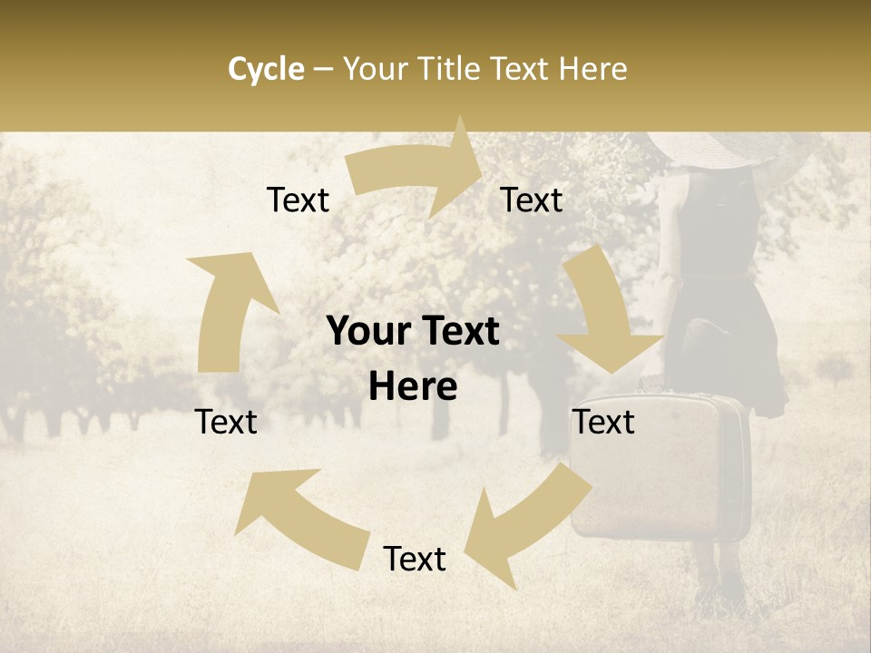 A Woman Carrying A Suitcase In A Field PowerPoint Template
