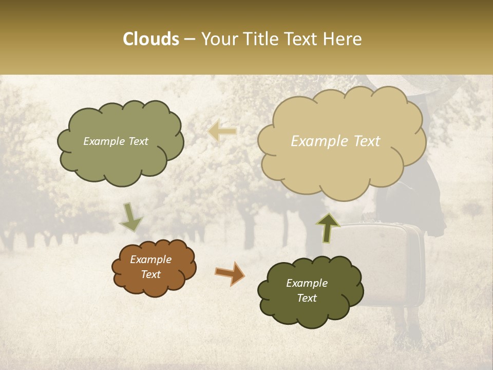 A Woman Carrying A Suitcase In A Field PowerPoint Template