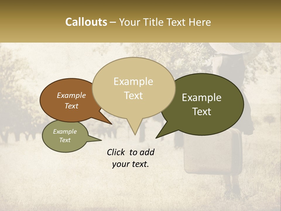 A Woman Carrying A Suitcase In A Field PowerPoint Template