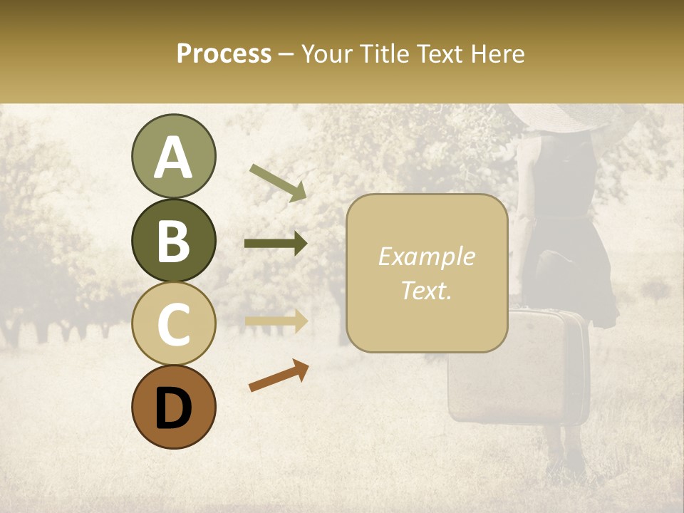 A Woman Carrying A Suitcase In A Field PowerPoint Template