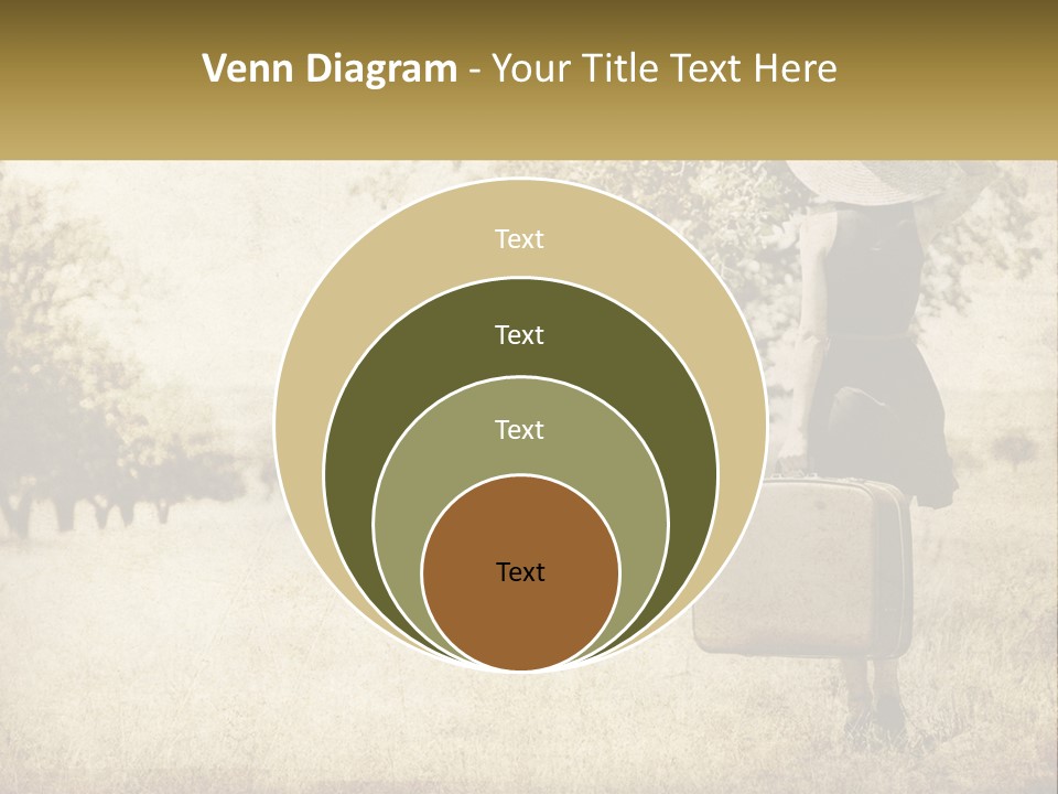 A Woman Carrying A Suitcase In A Field PowerPoint Template